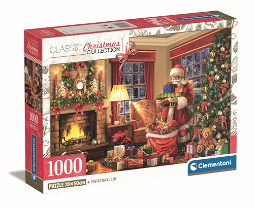 Clementoni 39924 Santa's Visit Puzzle 1000 Teile, für Erwachsene, Hergestellt in Italien, Multicolor-39924, Multicolor, 70 x 50 cm von Clementoni