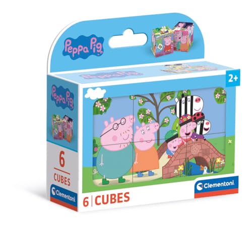 Clementoni Peppa Pig 6 Würfel Puzzle Kinder - Geschicklichkeitsspiel für Kinder ab 3 Jahren - Sensorik- & Motorikspielzeug 40659 von Clementoni