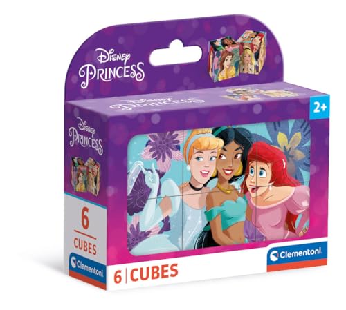 Clementoni Disney Princess 6 Würfel Puzzle Kinder - Geschicklichkeitsspiel für Kinder ab 3 Jahren - Sensorik- & Motorikspielzeug 40660 von Clementoni