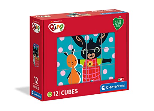Clementoni 45010 Würfelpuzzle Play for Future Bing – Puzzle 12 Teile ab 3 Jahren (12 Puzzlewürfel), Kinderpuzzle aus recyceltem & recycelbarem Material, Denkspiel für Kinder von Clementoni