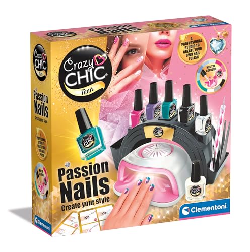 Clementoni 50852 Crazy Chic-Passion Nägel-Nagelset, Nagellackset für Mädchen, Nagelsalonset, Bastelset, Spielzeug für Kinder 8-12 Jahre, Mehrfarbig von Clementoni