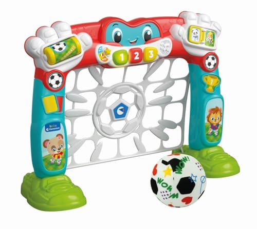 Clementoni 52844 Tiboot, Mein Fußballtor – Soundeffekte und Lichteffekte – 3 Bunte Sound-Tasten + Leuchtend + Lerninhalt – Inklusive weichem Ball – Lernspiele für Kinder – ab 18 Monaten, Multicolroe von Clementoni