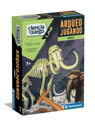 Clementoni 55540 Archäojugando Mamut phosphoreszierendes Wissenschaftsspiel, zum Zusammenbauen Ihres eigenen phosphoreszierenden Dinosauriers und Entdeckung der Wissenschaft der Archäologie, ab 7 von Clementoni