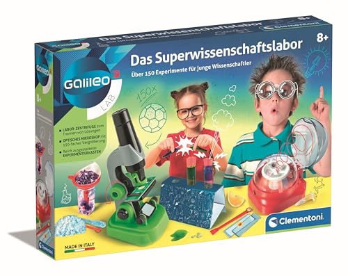 Clementoni Galileo Lab – Das Superwissenschaftslabor, 150 spannende Versuche für Zuhause, Labor mit Mikroskop & Zentrifuge, Spielzeug für Kinder ab 8 Jahren von Clementoni 59083 von Clementoni