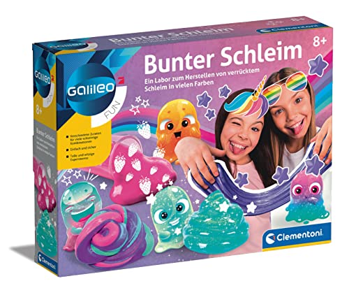 Clementoni Galileo Fun – Bunter Schleim, lustige Experimente mit klebrigen Glibber & glitzernden Substanzen, Spielzeug für Kinder ab 8 Jahren, für kleine Chemiker 59172 von Clementoni