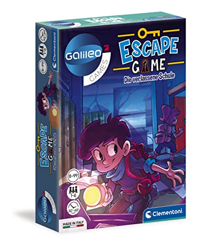 Clementoni Escape Game - Die verlassene Schule - Gesellschaftsspiel zum Knobeln & Rätseln inkl. Hinweiskarten und Requisiten - Familienspiel ab 8 Jahren 59228 von Clementoni