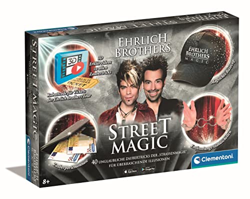 Clementoni Ehrlich Brothers Street Magic - Zauberkasten für Kinder ab 8 Jahren - Magisches Equipment für 40 verblüffende Zaubertricks inkl. 3D Erklärvideos 59299 von Clementoni