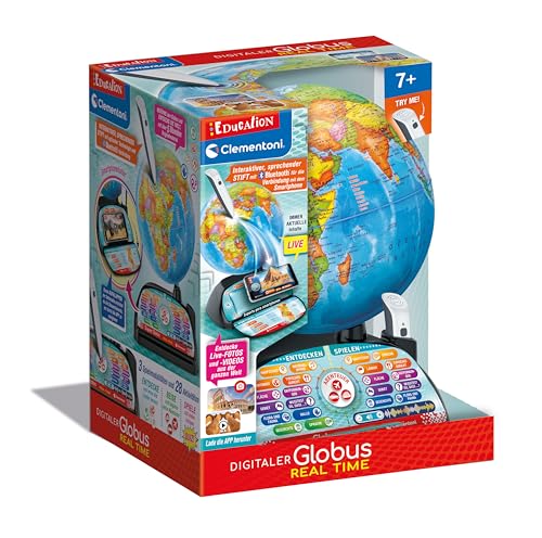 Clementoni Digitaler Globus Real-Time - Kinderglobus für Kinder ab 7 Jahren - Interaktive Weltkugel zum Lernen & Spielen 59364 von Clementoni