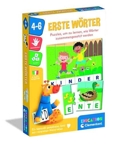 Clementoni Education Erste Wörter - Lernspiel für Kinder ab 4 Jahren - 16 Puzzles zum Zusammensetzen erster Wörter & Lernen von Buchstaben von Clementoni