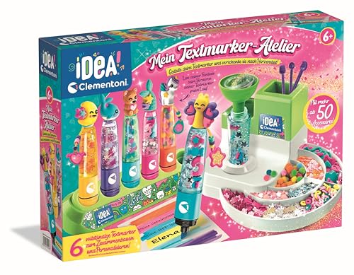 Clementoni Idea Textmarker-Atelier - DIY Stifte-Set mit über 50 Accessoires - Bastelset zum Stifte selber machen, Kreativspielzeug & Geschenk-Set für Kinder ab 6 Jahren, 59428 von Clementoni