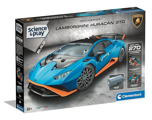 Clementoni - Lamborghini Bauset: realistisches Modellauto, lenkbare Räder, lustiges motorgetriebenes Spiel, STEM-Spielzeug (ab 8 Jahren) von Clementoni