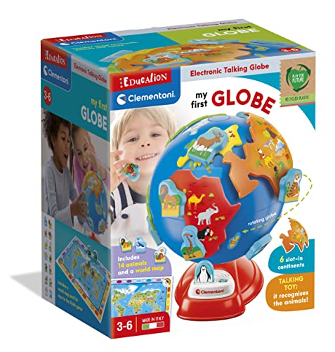 Clementoni 61366 First Interaktives digitales Kinder Alter 3 Jahre, Lernspielzeug, Globes World, englische Version, Made in Italy, mehrfarbig von Clementoni