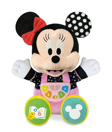 Clementoni 61370 Disney Baby Minnie Interaktive Kleinkind Kinder 1 Jahr, Geschichtenerzähler und Bücher, Plüschtier, Hörgeschichten für Kinder, englische Version, Batterien enthalten, Mehrfarbig von Clementoni