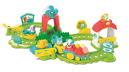 Clementoni 61722 Animals Farm Interaktiver Spielset mit elektronischem Zug (englische Version) – hergestellt in Italien, ab 12 Monaten, Mehrfarbig, One Size von Clementoni