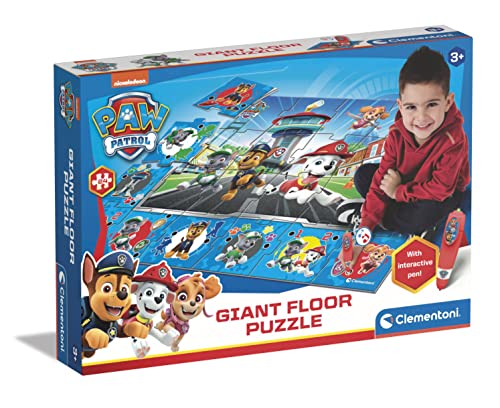 Clementoni Quiz-Bodenpuzzle Paw Patrol 70x100 cm - Kinderpuzzle mit 24 Maxi-Puzzleteilen - Lernspielzeug mit elektronischem Stift - Lernspiel für Kinder ab 3 Jahren, 61970 von Clementoni