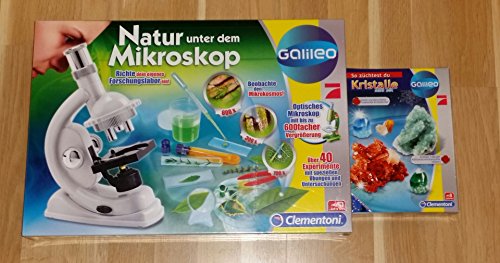 Clementoni 69804 Natur unter dem Mikroskop, Galileo Experimentierkasten + Kristalle selbst züchten Mini Set 69936.0 Galileo IK von Clementoni