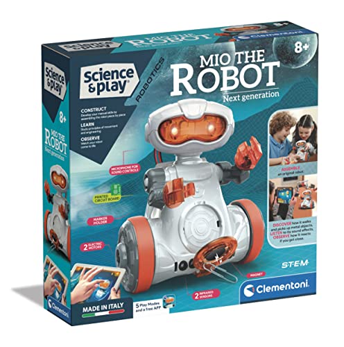 Clementoni 【Science & Play Mio Roboter】 Interaktiver STEM-Lernroboter mit App, Hindernisvermeidung & Zeichenfunktion (8+ Jahre) von Clementoni