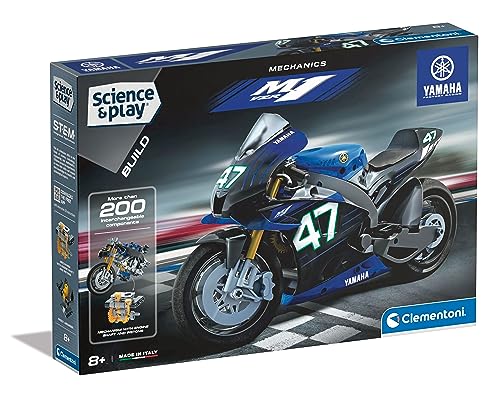 Clementoni 75084 Science & Play Yamaha Motorrad M1-BAU-Set, Mechanik, wissenschaftlich, Wissenschafts-Kit für Kinder ab 8 Jahren, STEM-Spielzeug, englische Version, Made in Italy von Clementoni