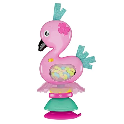 Clementoni Baby Fancy Flamingo, interaktive Rassel Flamingo mit Melodien, Kinder 3 Monate, Rassel mit Bällen, Soundeffekten und Saugnapf für den Moment, stimuliert Sinne und Fingerfertigkeit, 17492 von Clementoni