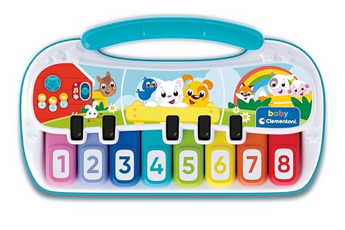 Clementoni Baby La Pianola dei Animali - Piano Kids Prime Note, Musikspiel 18 Monate, interaktive elektronische Tastatur, Musikinstrument für die frühkindliche Kindheit, Lichter und Geräusche, von Clementoni