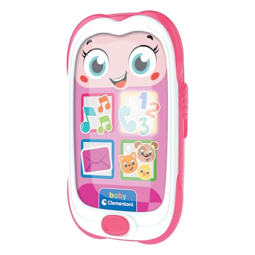 Clementoni Baby Smartphone Rosa – erstes Spielzeug für Kinder 6 Monate, Handyspiel, Musik, interaktives elektronisches Geschenk sprechend, Licht und Geräusche, gefälschtes Telefon für die frühere von Clementoni