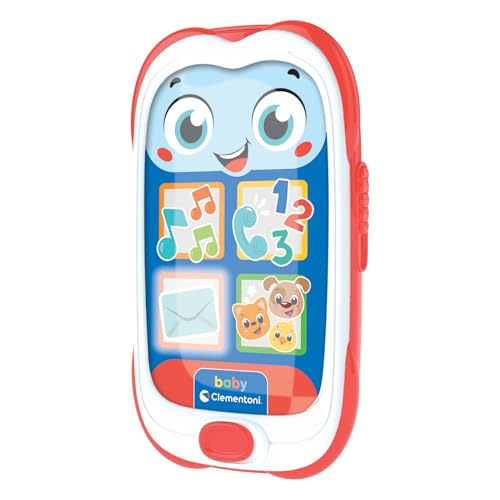 Clementoni Baby Smartphone Rot – erstes Spielzeug für Kinder 6 Monate, Handyspiel, Musik, interaktives elektronisches Geschenk sprechend, Licht und Geräusche, gefälschtes Telefon für die frühere von Clementoni