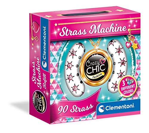 Clementoni 18728 Crazy Chic, Refill Machine, Nachfüllpackung (3 Farben), glitzernde Edelsteine für Strass-Maschinen, Strasssteine für Stoffe, DIY Sticker, Mädchen 7 Jahre, Mehrfarbig, Medio von Clementoni