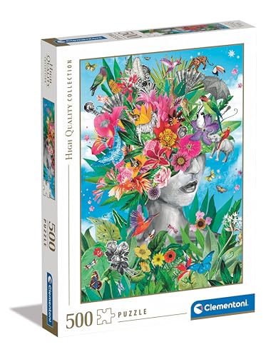 Clementoni 35526 Head in The Jungle, Puzzle 500 Teile, Hochwertige Kollektion, für Erwachsene, Hergestellt in Italien, Multicolor-35526, Multicolor, 49 x 36 cm von Clementoni