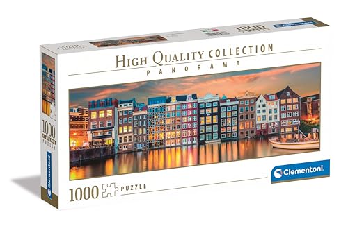 Clementoni 39838 Collection Bright Amsterdam – 1000 Teile, Panorama-Puzzle, horizontal, Spaß für Erwachsene, Made in Italy, Mehrfarbig von Clementoni
