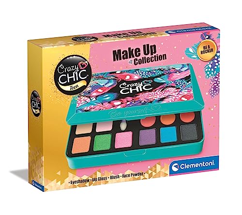 Clementoni Crazy Chic Be Yourself Collection - Be a Rocker - Schminke für Mädchen ab 10 Jahren - Schminkset mit Lidschatten, Lipgloss & Applikatoren 18749 von Clementoni