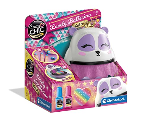 Clementoni Crazy Chic – Lovely Ballerina Nail Art, Maniküre-Set, kreatives Spiel für Kinder ab 6 Jahren, mit 2 bunten Nagellacken und Nagelfeile, Panda-Tasche, Made in Italy, 18694 von Clementoni