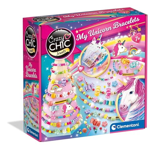 Clementoni - 18792 - Crazy Chic - My Unicorn Bracelets - Kit Armbänder DIY Mädchen, Set zur Herstellung von Armbändern, kreatives Spiel 7 Jahre, Freundschaftsarmbänder, Mädchen, kreative von Clementoni