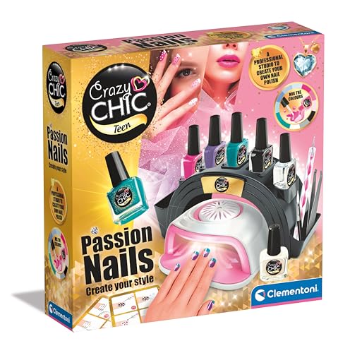 Clementoni Crazy Chic Passion Nails - Spielzeug Maniküre-Maschine - Kreatives Nagel-Set für Mädchen ab 6 Jahre - inkl. 6 Nagellacke 18784 von Clementoni