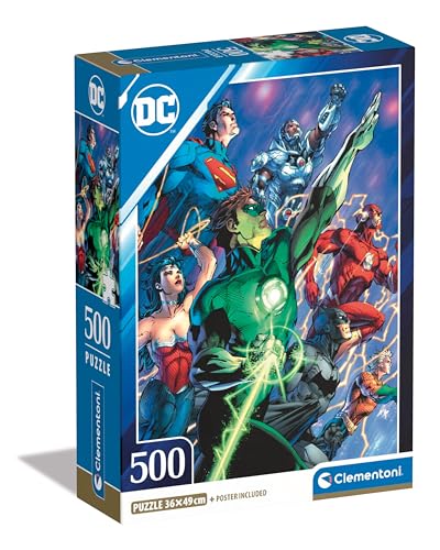 Clementoni DC Comics Justice League 500 Teile-Poster inklusive, Puzzle für Erwachsene 14-99 Jahre, Geschenk für Männer/Frauen, Superheld, Made In Italy, 35532, Mehrfarbig von Clementoni
