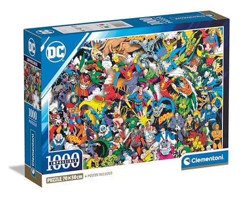 Clementoni 39863 DC Comics Justice League, unmöglich 1000 Teile Puzzle, für Erwachsene, Hergestellt in Italien, Multicolor-39863, Multicolor von Clementoni