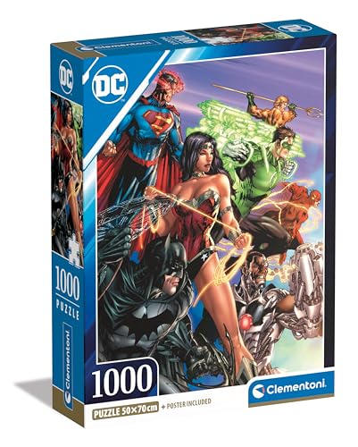 Clementoni 39852 DC Comics Justice League Puzzle 1000 Teile, für Erwachsene, Hergestellt in Italien, Multicolor-39852, Multicolor von Clementoni