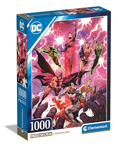 Clementoni 39853 DC Comics Justice League Puzzle 1000 Teile, für Erwachsene, Hergestellt in Italien, Multicolor-39853, Multicolor von Clementoni