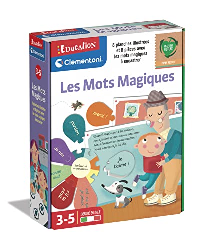 Clementoni - Die magischen Worte – Lernspiel – 8 illustrierte Bretter und 8 Teile mit den Worten zum Einstecken – Rimes zum Erinnern – für Kinder von 3 bis 5 Jahren von Clementoni