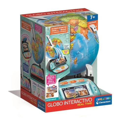 Clementoni Digital Real Time Globus, interaktives Lernspiel für Kinder, Lernen Sie Geografie und allgemeine Kultur - entwickelt Gedächtnis und Intellekt - ab 7 Jahren - 55523 von Clementoni