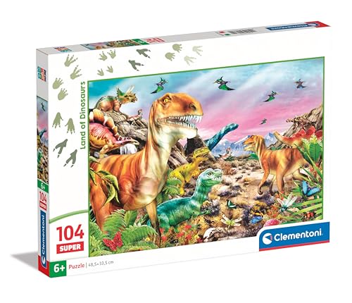 Clementoni Dinosaurier Kinder Puzzle 104 Teile - Dinosaurier Puzzle 37,9 x 26,9 cm für Kinder ab 6 Jahre - Geschicklichkeitsspiel von Clementoni 25779 von Clementoni