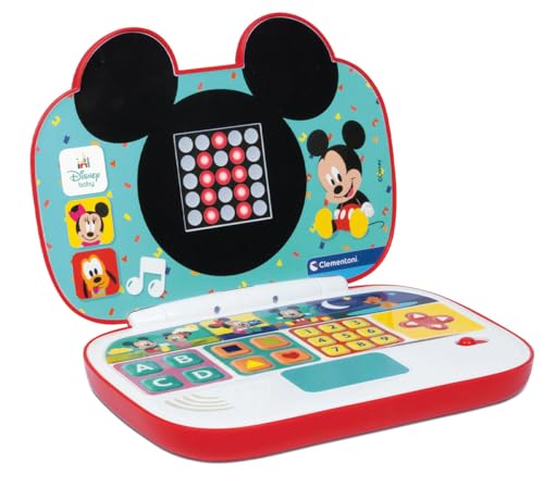 Clementoni - Disney Baby Mickey-Mein erster Laptop, elektronisches Lerncomputer, tragbar, Aktivität zum Lernen von Buchstaben und Zahlen, Kinder ab 9 Monaten, Farbe Italienisch, 17834 von Clementoni