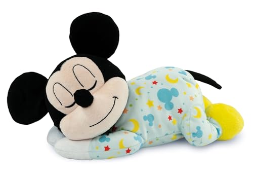 Clementoni Disney Baby Mickey Plüschfigur - Schlafender Baby Mickey mit Licht und Sound, Super-weiches Plüschtier, Beruhigendes Nachtlicht für Babys, Ab 0 Monaten von Clementoni