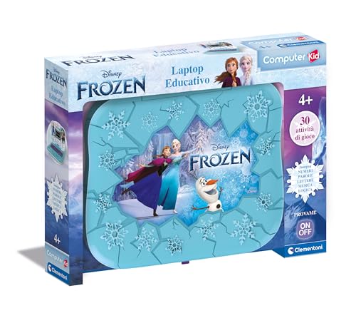 Clementoni Disney Frozen Laptop-Lernspiel, 4 Jahre, Kinder, elektronisches Geschenk, Italienischer sprechender Computer, Buchstaben, Zahlen, Neue Wörter, Kindertechnologie, 16823, Mehrfarbig von Clementoni