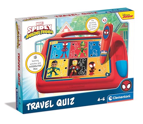 Clementoni E-Lektor Quiz Travel - Marvel Spidey und Seine Freunde - interaktives Lernspielzeug mit elektronischem Stift für Kinder ab 4 Jahren - Ideal für unterwegs & Reisen, 16806 von Clementoni