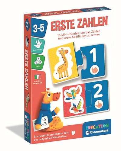 Clementoni Education Erste Zahlen - Lernspiel für Kinder ab 3 Jahren - 16 Mini-Puzzles zum Lernen von Zahlen & ersten Additionen von Clementoni