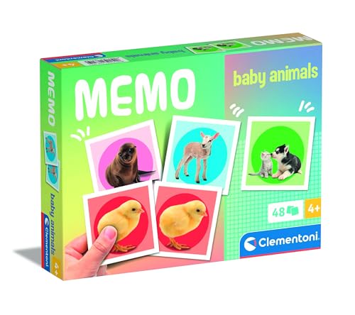 Clementoni Memory Pocket Baby Animals - Tier Memoryspiel für Kinder ab 4 Jahren - Memo Spiel fürs Gedächtnis mit 48 Karten - Ideal als Reisespiel 18315 von Clementoni