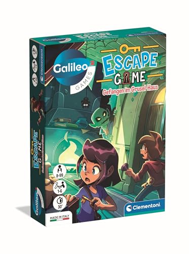 Clementoni Galileo Escape Game - Gefangen im Grusel-Haus - Gesellschaftsspiel zum Knobeln & Rätseln inkl. Hinweiskarten und Requisiten - Familienspiel ab 8 Jahren 59449 von Clementoni