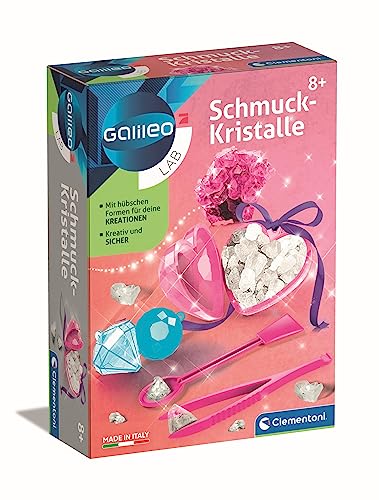 Clementoni Galileo Lab – Schmuckkristalle, Spielzeug für Kinder ab 8 Jahren, Bunte Kristalle züchten, Kettenanhänger zum Selbermachen, farbenfroher Experimentierkasten von Clementoni 59062 von Clementoni