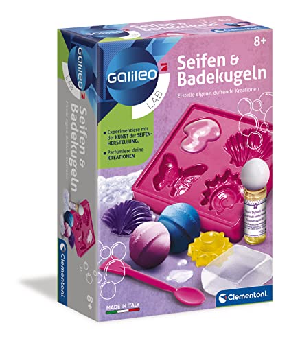 Clementoni Galileo Lab – Seifen und Badekugeln, Spielzeug für Kinder ab 8 Jahren, bunte Seifen & sprudelnde Badebomben zum Selbstmachen, duftender Badezusatz von Clementoni 59013, 5.5 x 15 x 21 cm von Clementoni