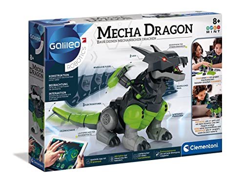 Clementoni Galileo Robotics – Mecha Dragon, Drachen-Roboter Modellbausatz, 3 Motoren, Sensoren & App-Steuerung, ideal als Geschenk, elektronisches Spielzeug für Kinder ab 8 Jahren von Clementoni 59215 von Clementoni